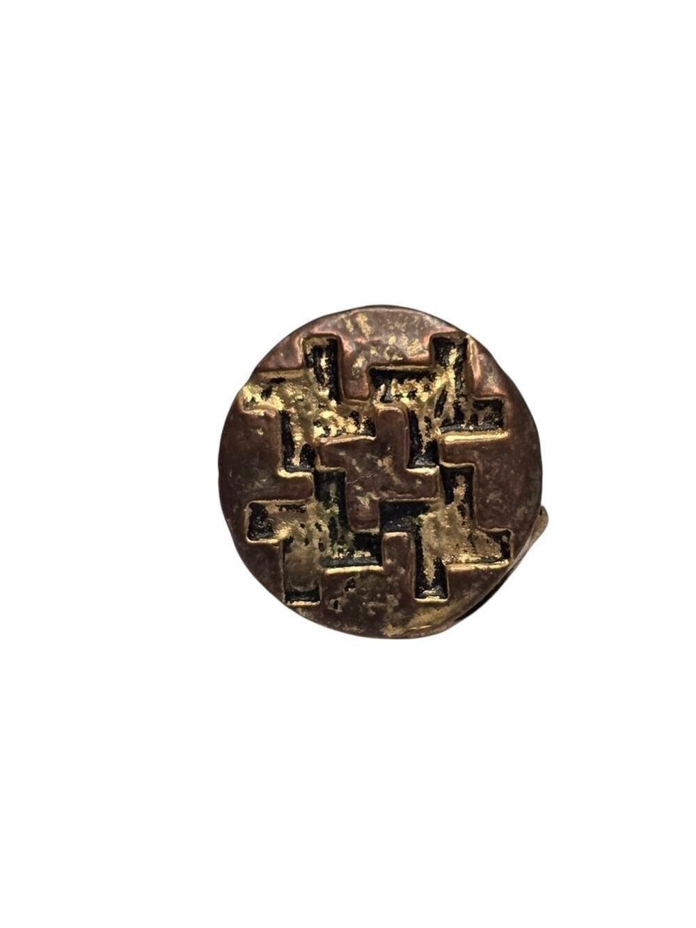 Vintage Brutalist Geometric Button Mid Century Modern Abstract Architectural
